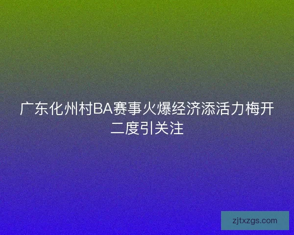 广东化州村BA赛事火爆经济添活力梅开二度引关注
